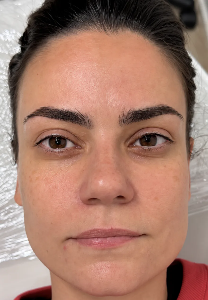 Nano brows after treatment by Larissa at Aura Beauty Atelier in Etobicoke